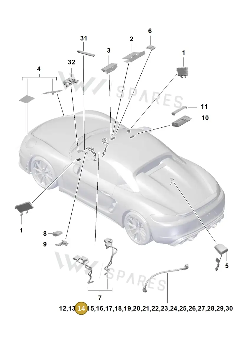 9P3979023 — Porsche Boxster Spyder (2019-2020) diagram p54911020, position 14
