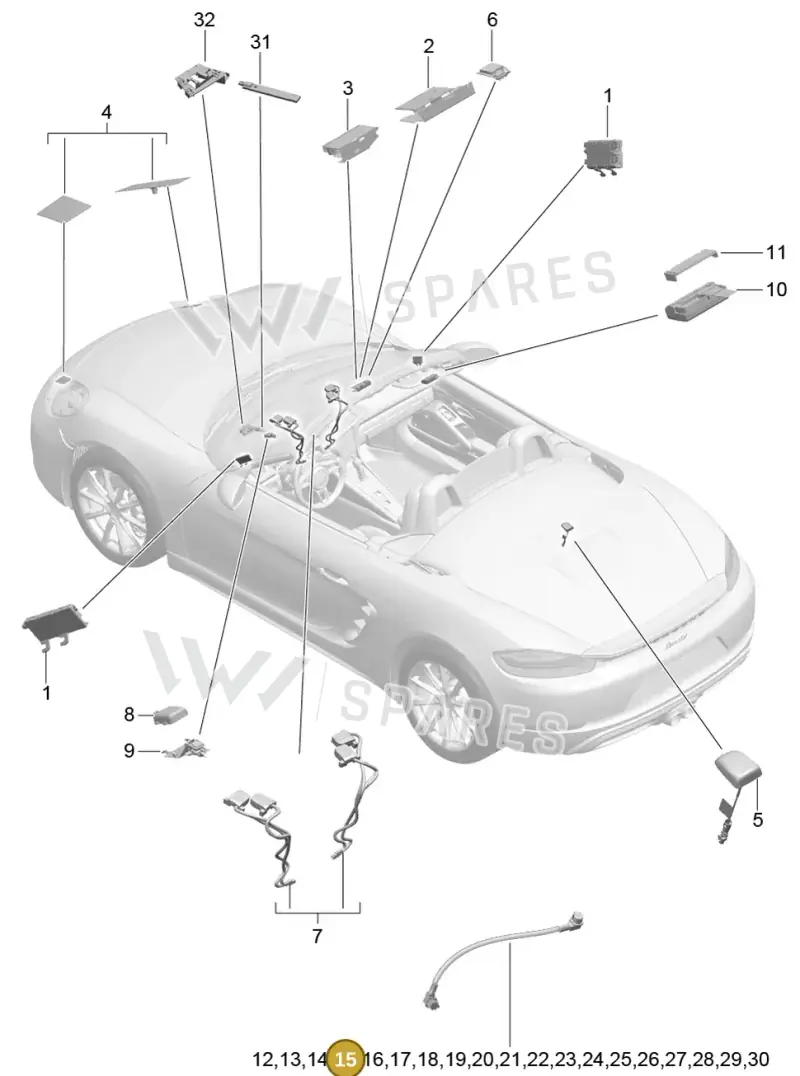9P4979005A — Porsche Boxster (2016-2019) diagram p48911002, position 15