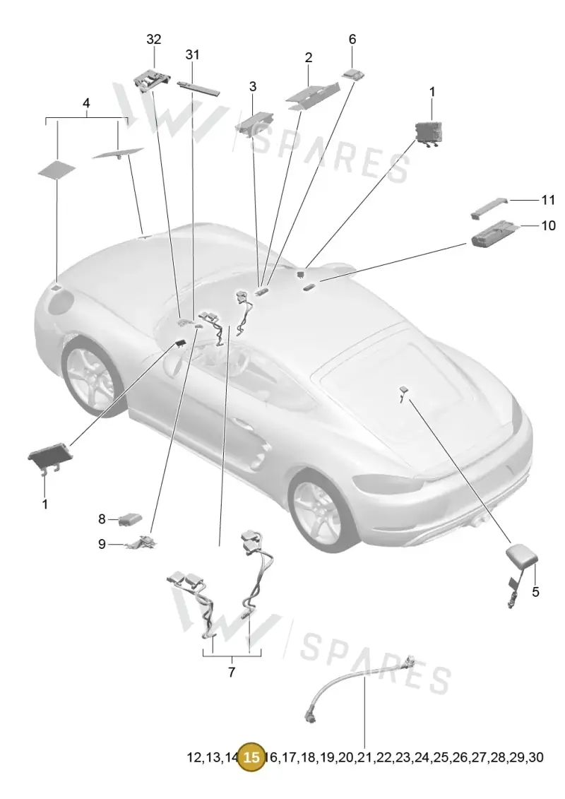 9P4979005A — Porsche Cayman (2016-2019) diagram p50911002, position 15