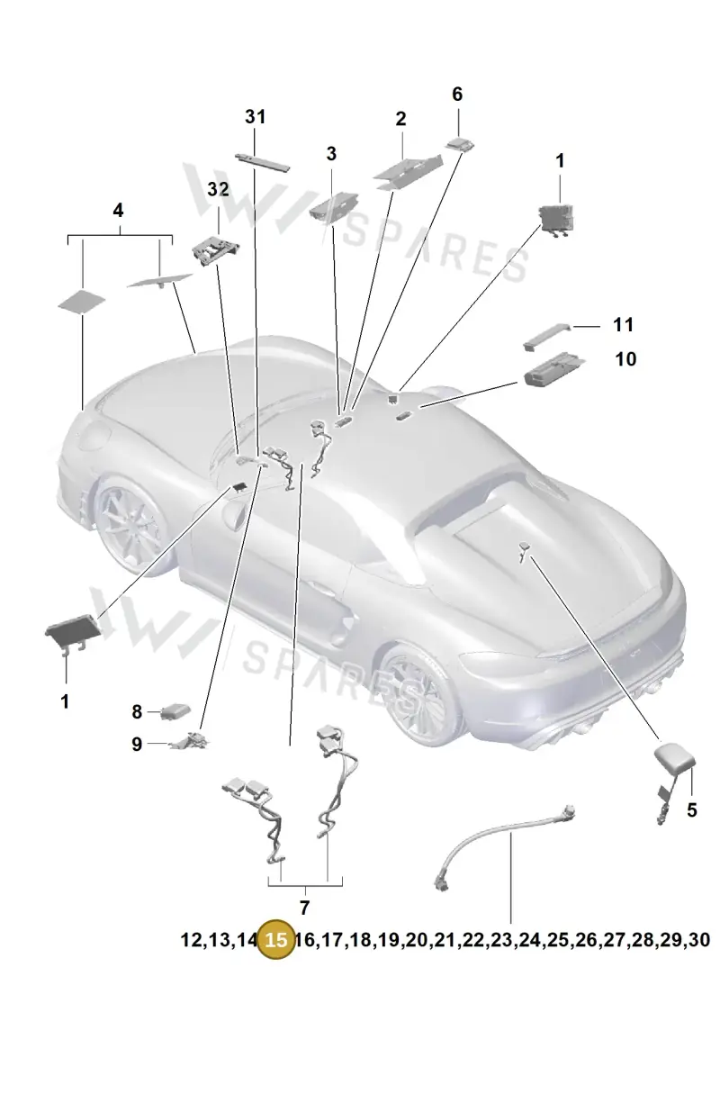 9P4979005A — Porsche Boxster Spyder (2019-2020) diagram p54911020, position 15