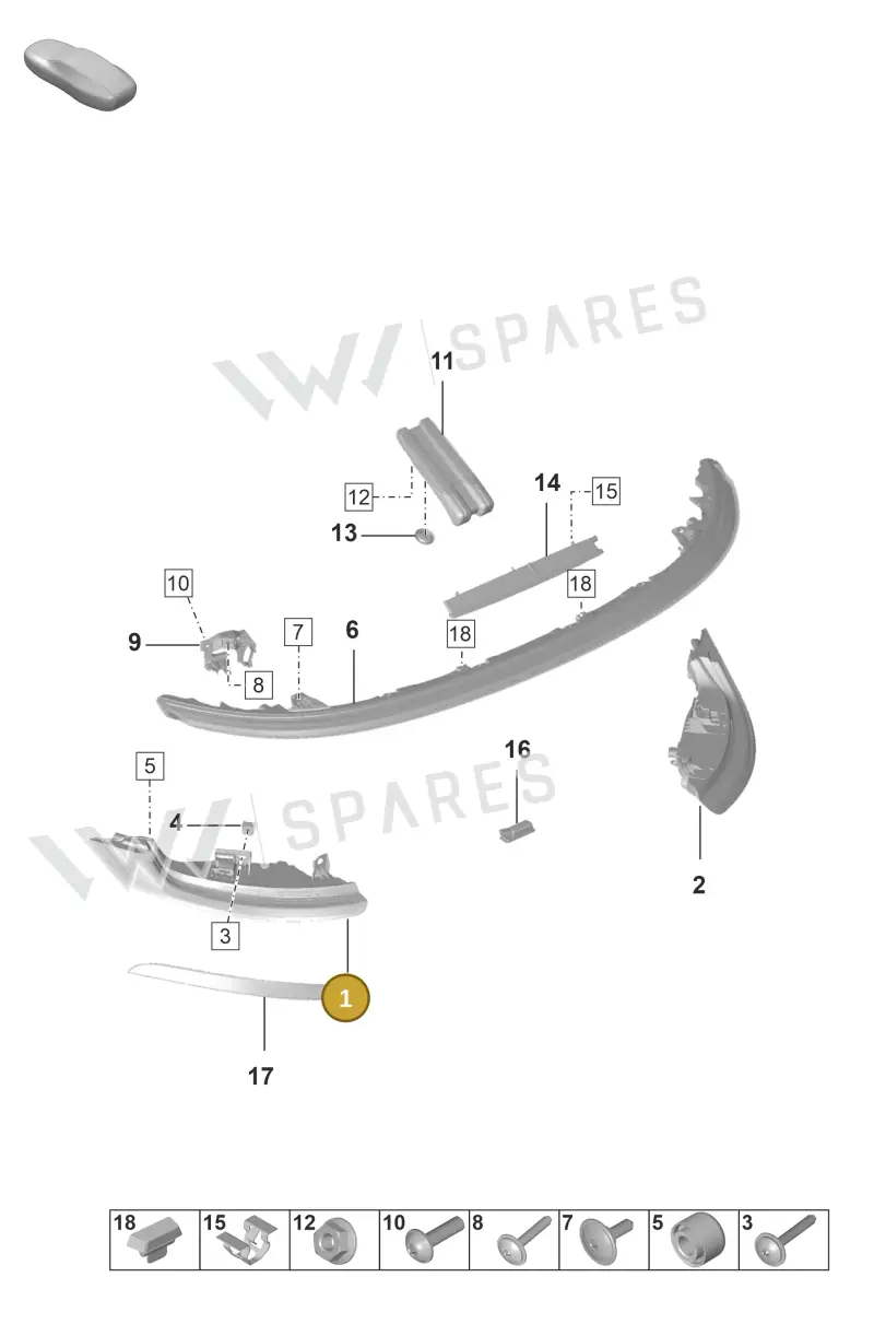 9P5945207B — Porsche 992 Carrera 4 GTS (2018-2024) diagram p53905050, position 1