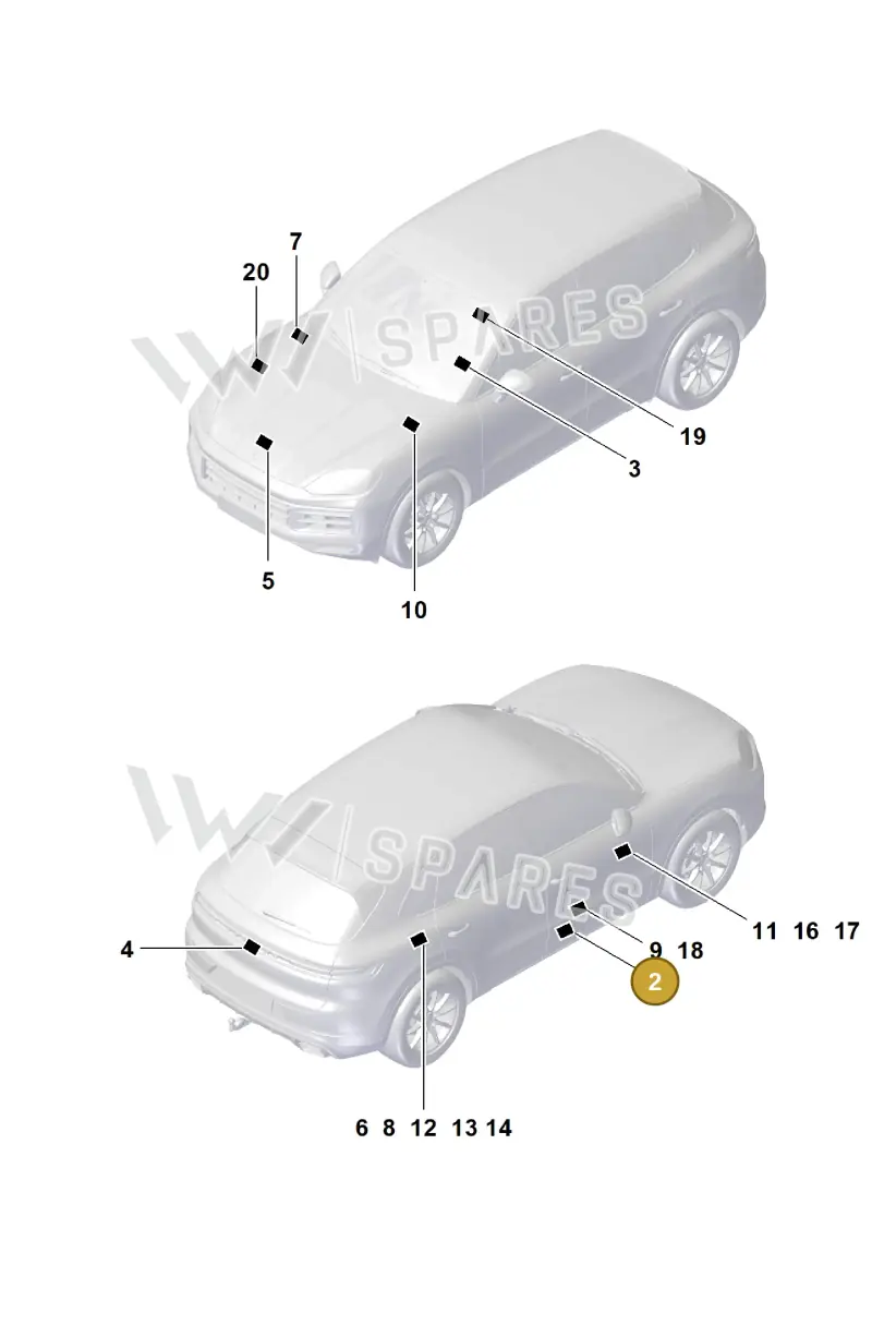 9Y0010000AG — Porsche Cayenne Coupe (2023-2023) diagram p60003100, position 2