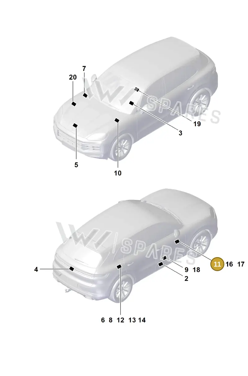 9Y0010036 — Porsche Cayenne Coupe (2023-2023) diagram p60003100, position 11
