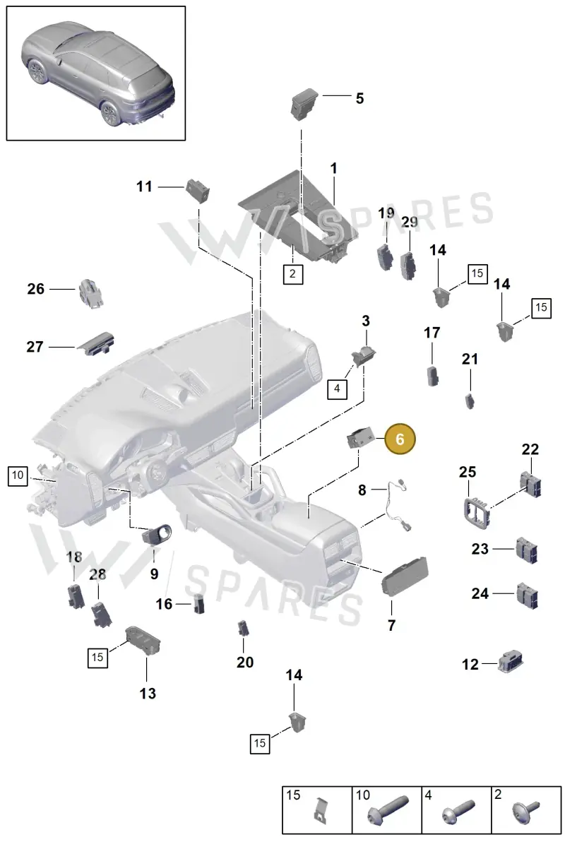 9Y0035736A — Porsche Cayenne (2017-2023) diagram p51903010, position 6