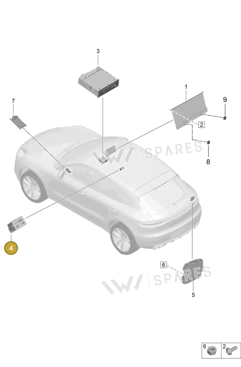 9Y0035736A — Porsche Macan (2018-2022) diagram p52000170, position 4