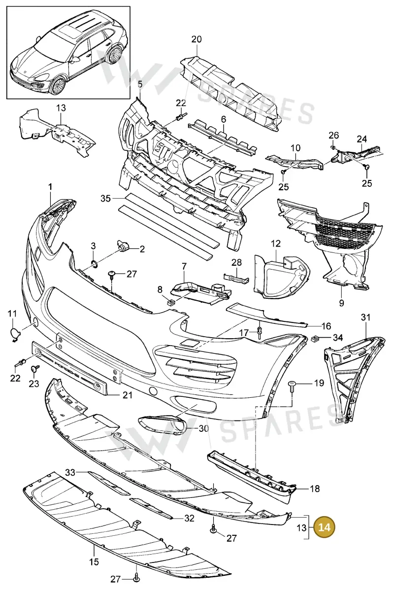 9Y004306150 — Porsche Cayenne (2010-2018) diagram p37802000, position 14