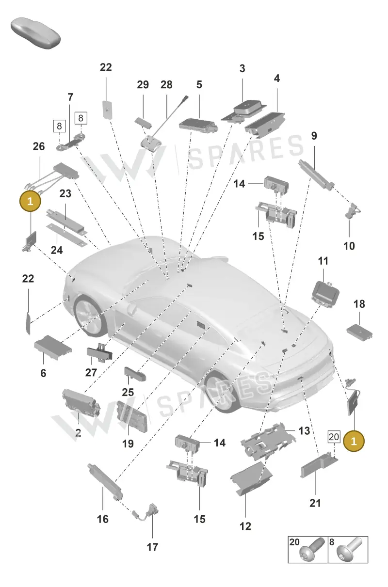 9Y0051506A — Porsche Taycan Sport Turismo (2019-2024) diagram p56912000, position 1