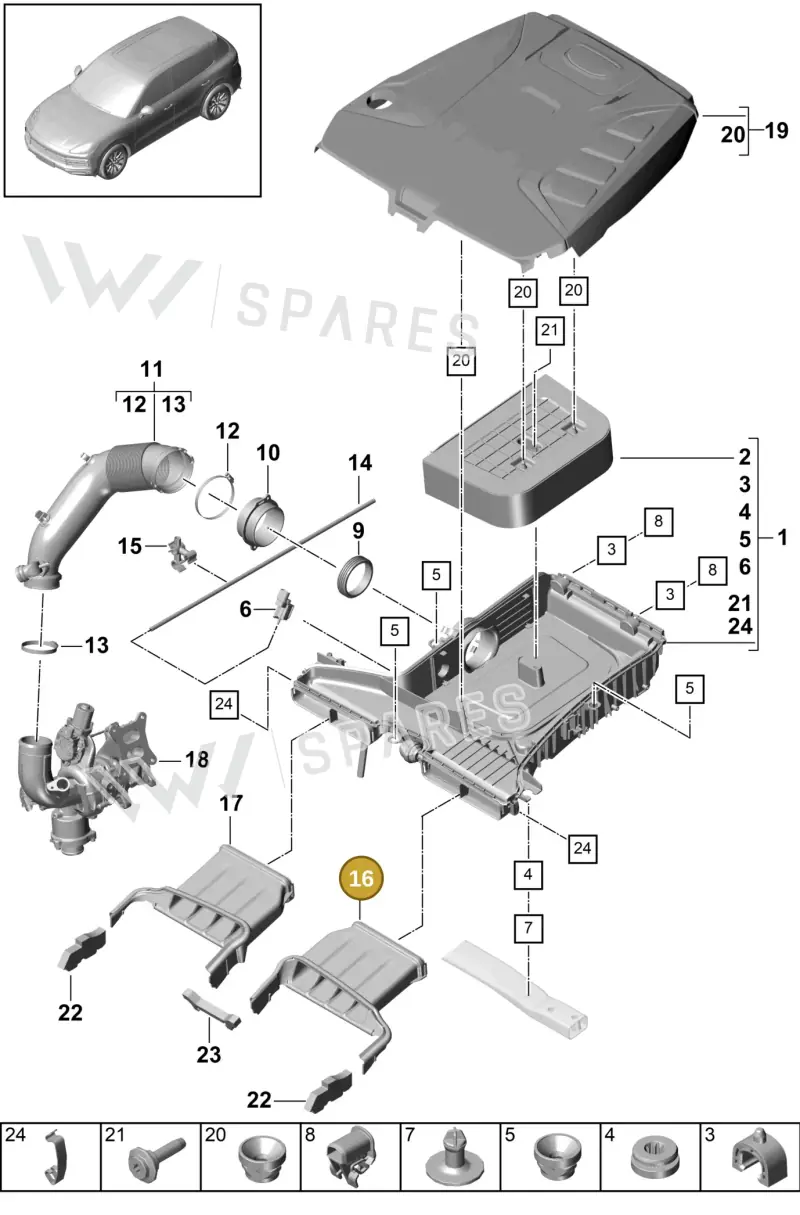 9Y0129509B — Porsche Cayenne (2017-2023) diagram p51106020, position 16
