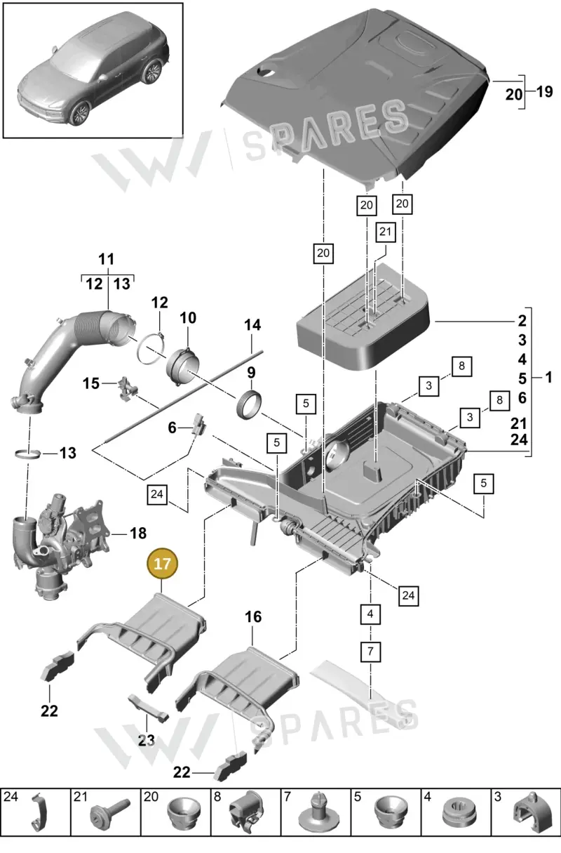 9Y0129510B — Porsche Cayenne (2017-2023) diagram p51106020, position 17