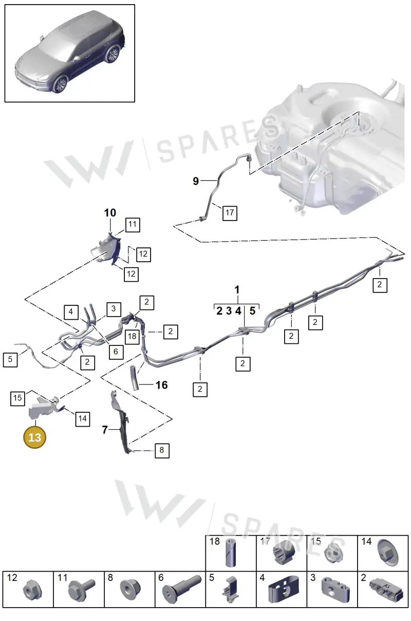 9Y0201192 — Porsche Cayenne Diesel V6 (2017-2023) diagram p51201030, position 13