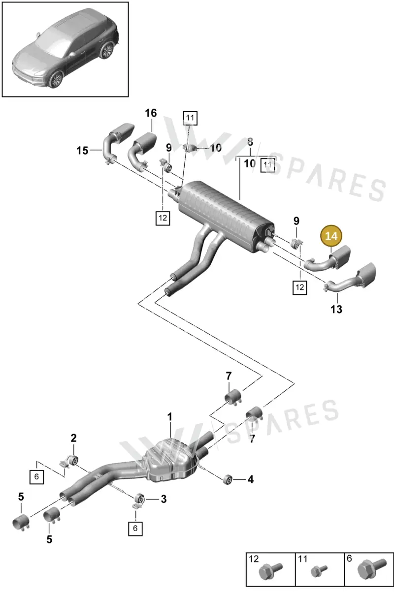 9Y0253823B — Porsche Cayenne (2017-2023) diagram p51203000, position 14