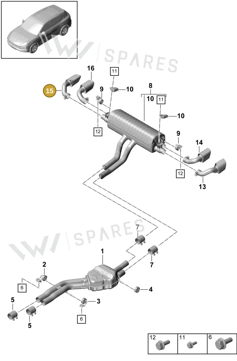 9Y0253824DS — Porsche Cayenne (2017-2023) diagram p51203000, position 15