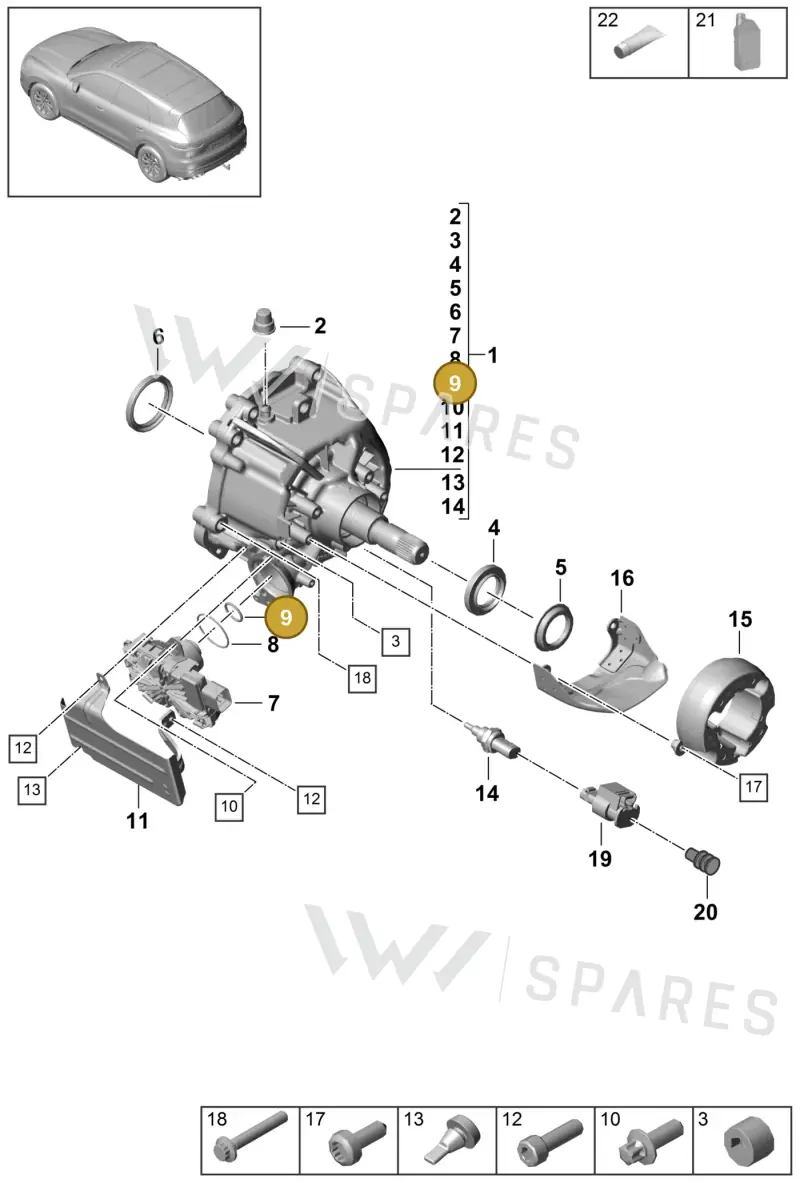 9Y0321181A — Porsche Cayenne (2017-2023) diagram p51305000, position 9