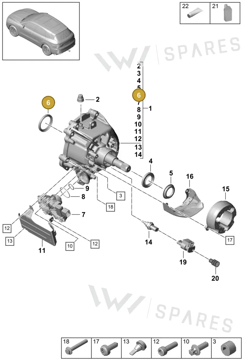 9Y0321199B — Porsche Cayenne (2017-2023) diagram p51305000, position 6
