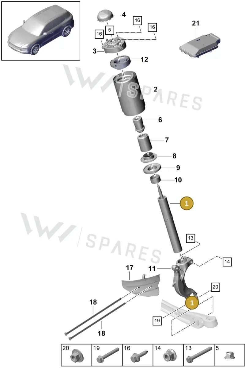 9Y0413031E — Porsche Cayenne (2017-2023) diagram p51402000, position 1