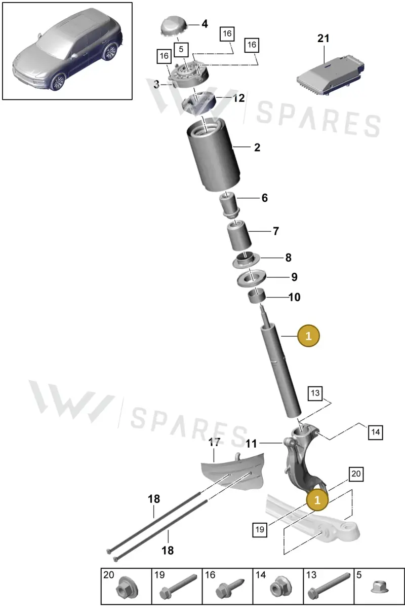 9Y0413031F — Porsche Cayenne (2017-2023) diagram p51402000, position 1