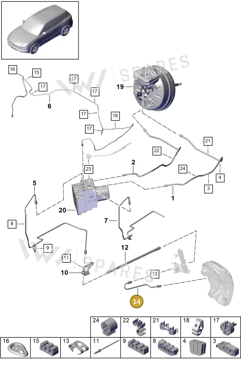 9Y0614162K — Porsche Cayenne (2017-2023) diagram p51604010, position 14
