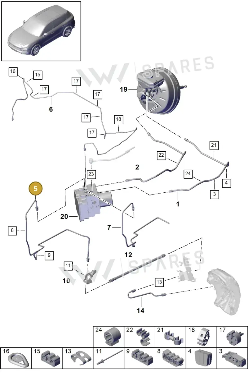 9Y0614723B — Porsche Cayenne (2017-2023) diagram p51604010, position 5