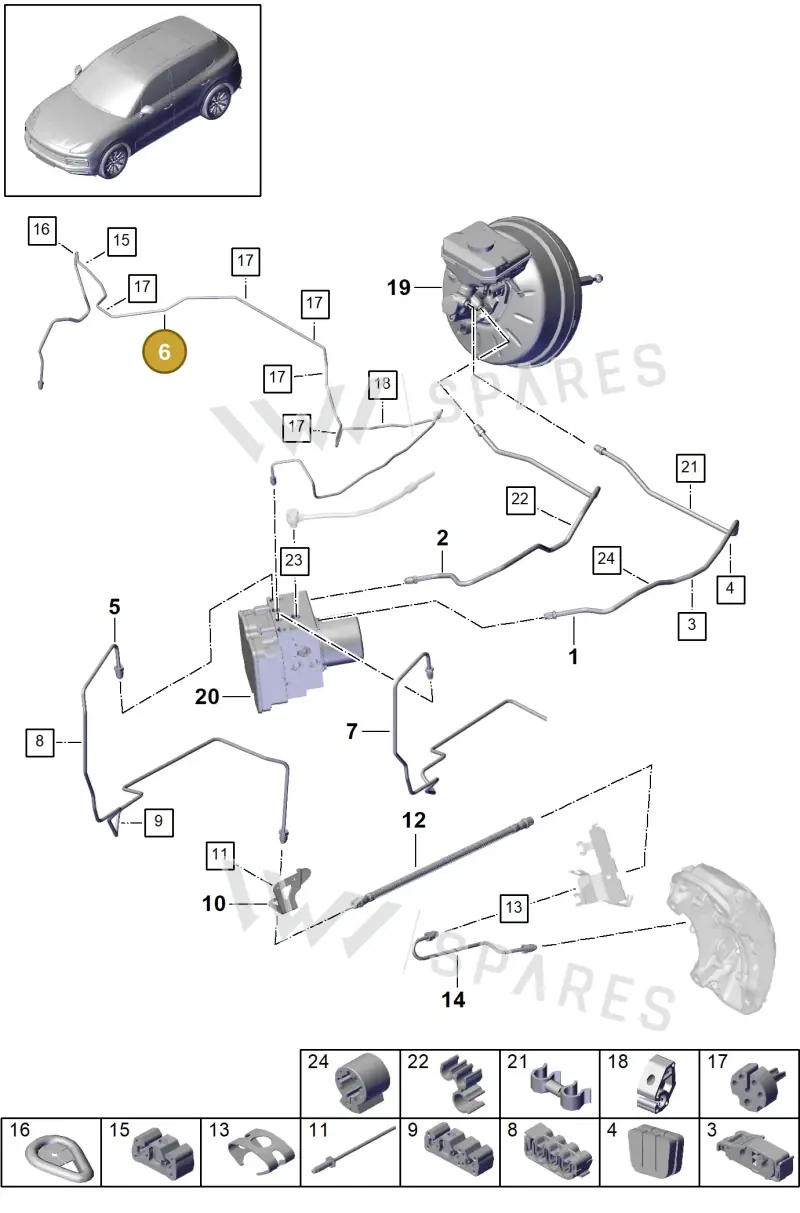 9Y0614724C — Porsche Cayenne (2017-2023) diagram p51604010, position 6