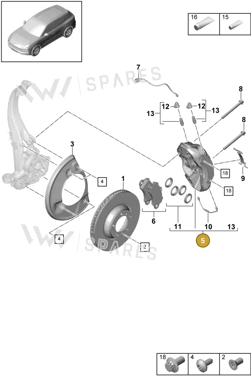 9Y0615124S — Porsche Cayenne (2017-2023) diagram p51602000, position 5