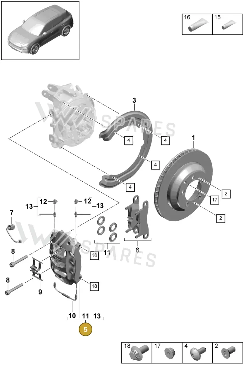 9Y0615423D — Porsche Cayenne (2017-2023) diagram p51603005, position 5