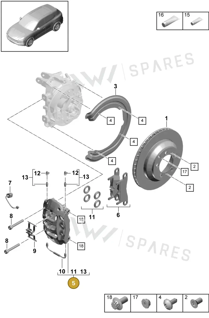 9Y0615424D — Porsche Cayenne (2017-2023) diagram p51603005, position 5