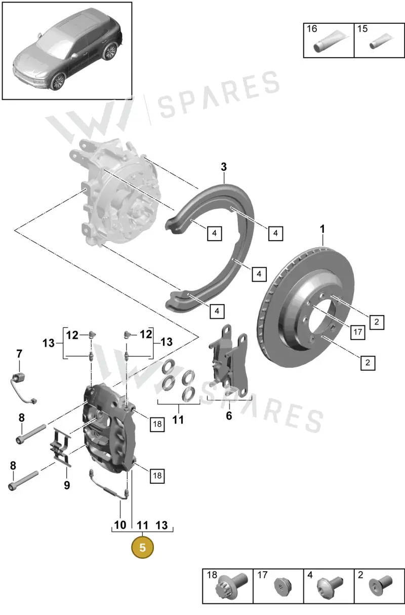 9Y0615424J — Porsche Cayenne (2017-2023) diagram p51603005, position 5