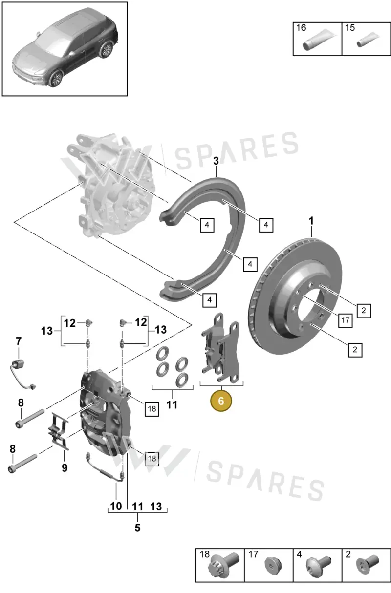 9Y0698451AE — Porsche Cayenne (2017-2023) diagram p51603005, position 6