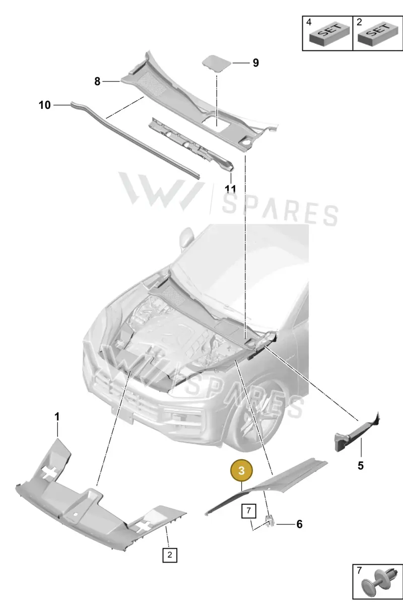 9Y0806442EOK1 — Porsche Cayenne Coupe (2023-2023) diagram p60807070, position 3