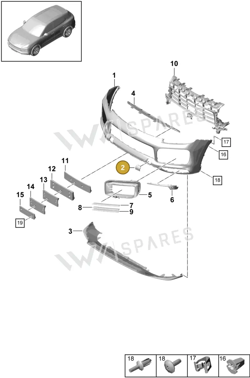 9Y0807155BG2X — Porsche Cayenne (2017-2023) diagram p51000003, position 2
