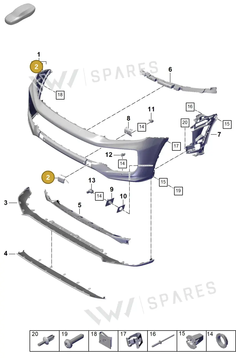 9Y0807155DG2X — Porsche Cayenne Coupe (2023-2023) diagram p60802010, position 2