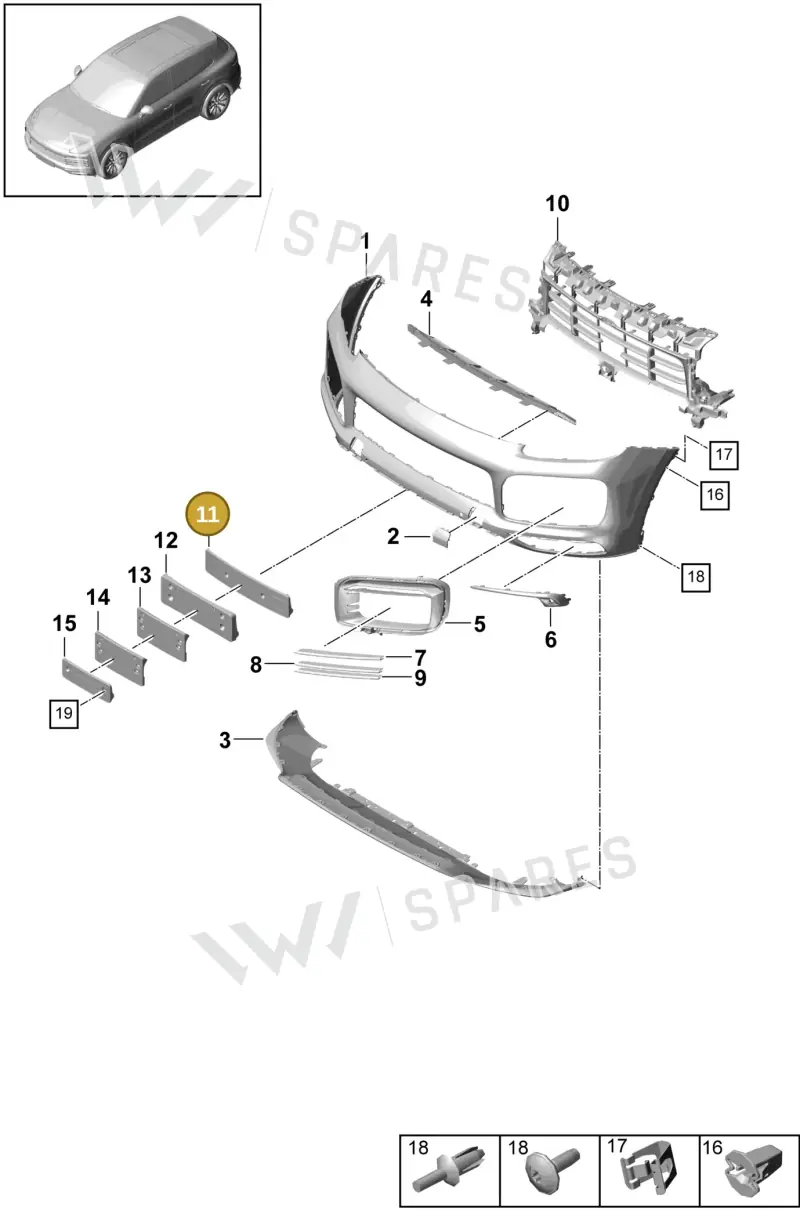 9Y0807287KOK1 — Porsche Cayenne (2017-2023) diagram p51000003, position 11