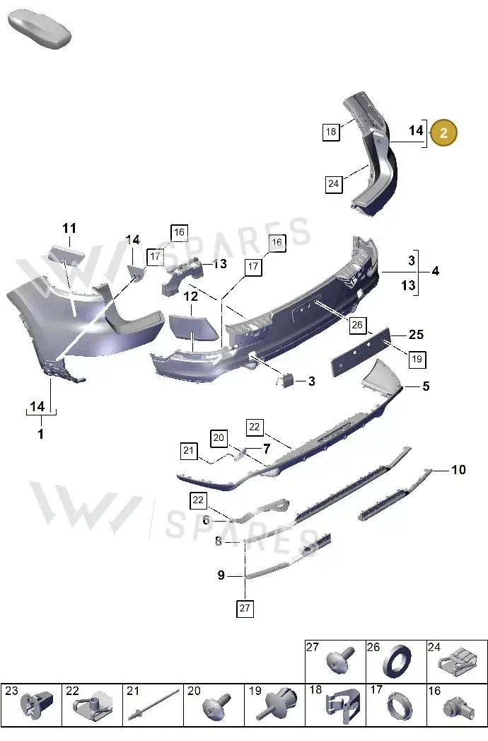 9Y0807418AG2X — Porsche Cayenne Coupe (2023-2023) diagram p60802500, position 2