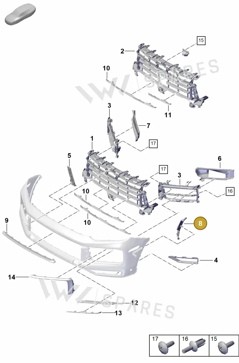 9Y0807957FOK1 — Porsche Cayenne Coupe (2023-2023) diagram p60802005, position 8