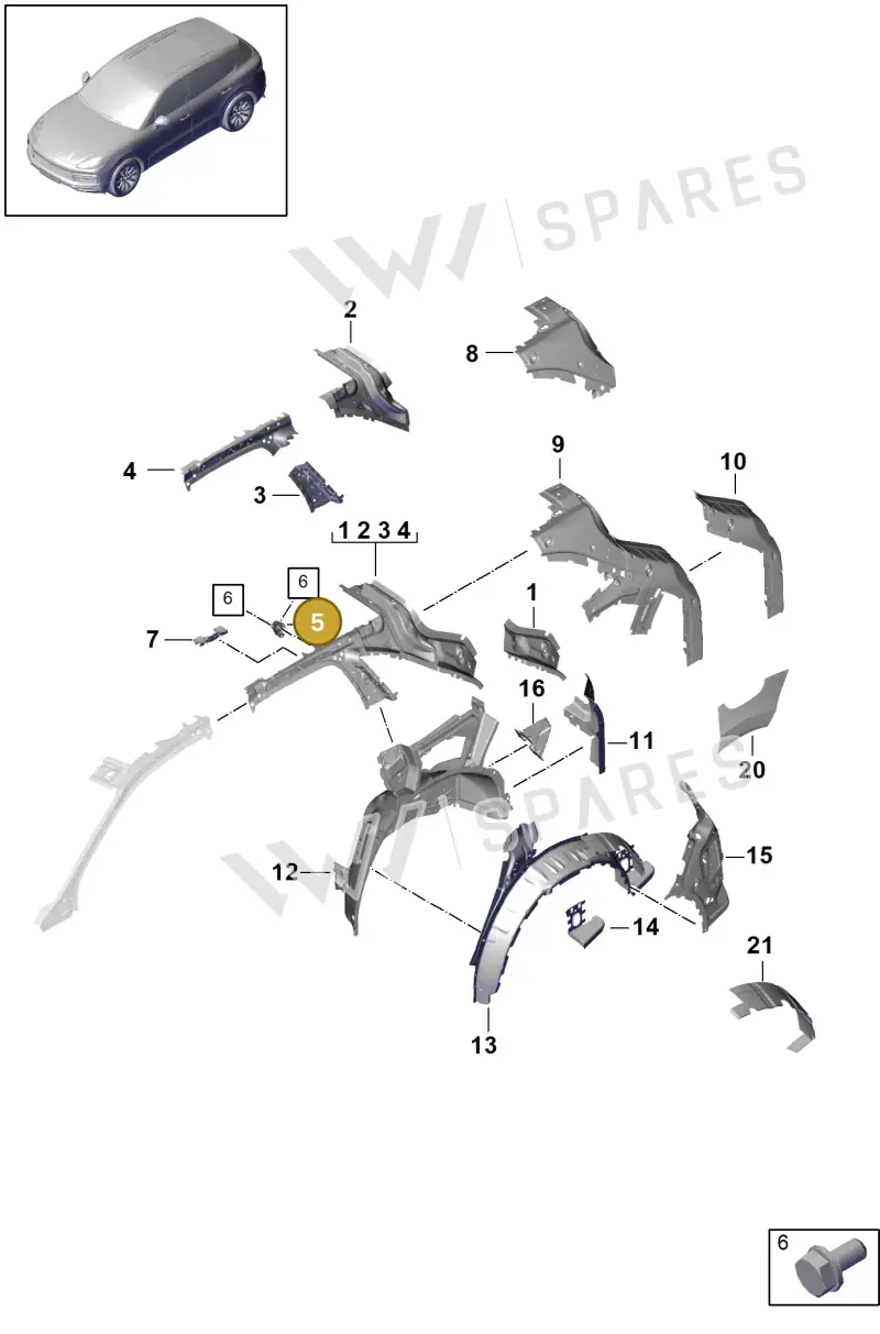 9Y0809485AY — Porsche Cayenne (2017-2023) diagram p51801060, position 5