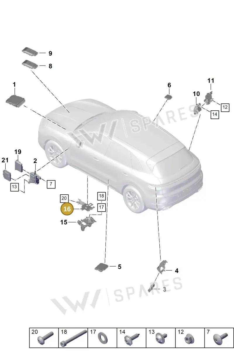 9Y0819541B — Porsche Cayenne Coupe (2023-2023) diagram p60901000, position 16