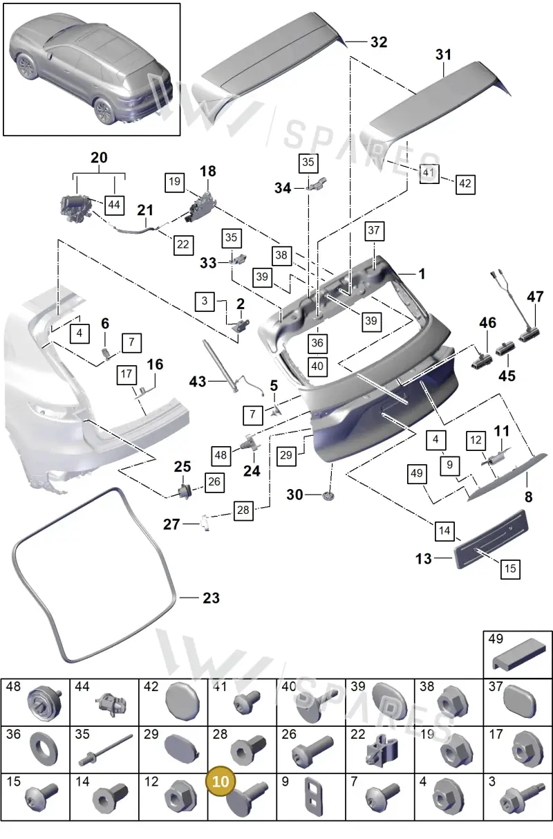 9Y0827654A — Porsche Cayenne (2017-2023) diagram p51803005, position 10