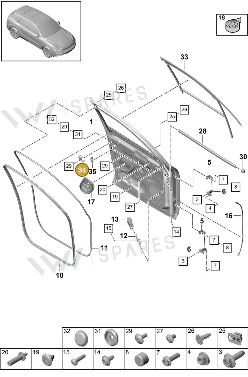 9Y0837350A — Porsche Cayenne (2017-2023) diagram p51804000, position 34