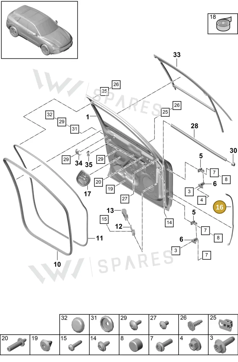 9Y0837718 — Porsche Cayenne Diesel V6 (2017-2023) diagram p51804000, position 16