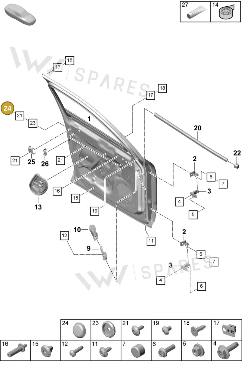 9Y0837903 — Porsche Cayenne Hybrid Coupe (2023-) diagram p60804000, position 24