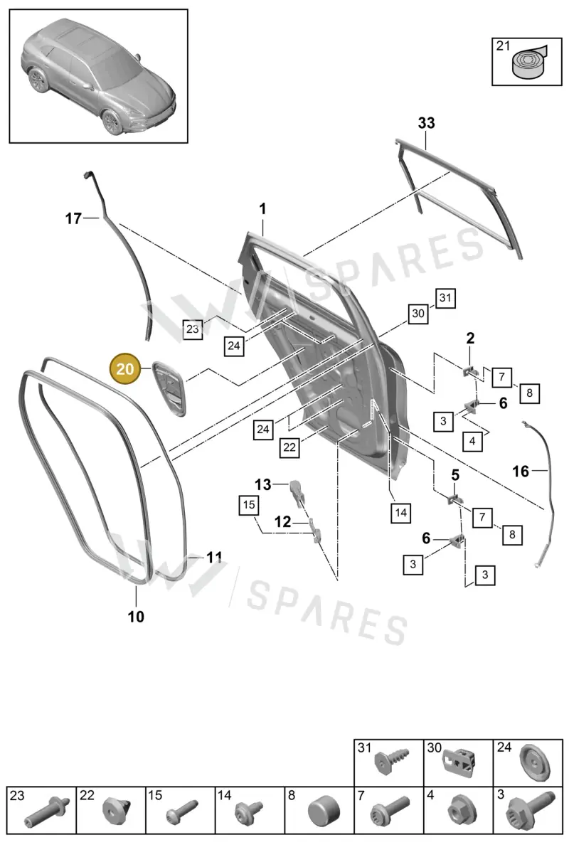 9Y0839003A — Porsche Cayenne (2017-2023) diagram p51804015, position 20