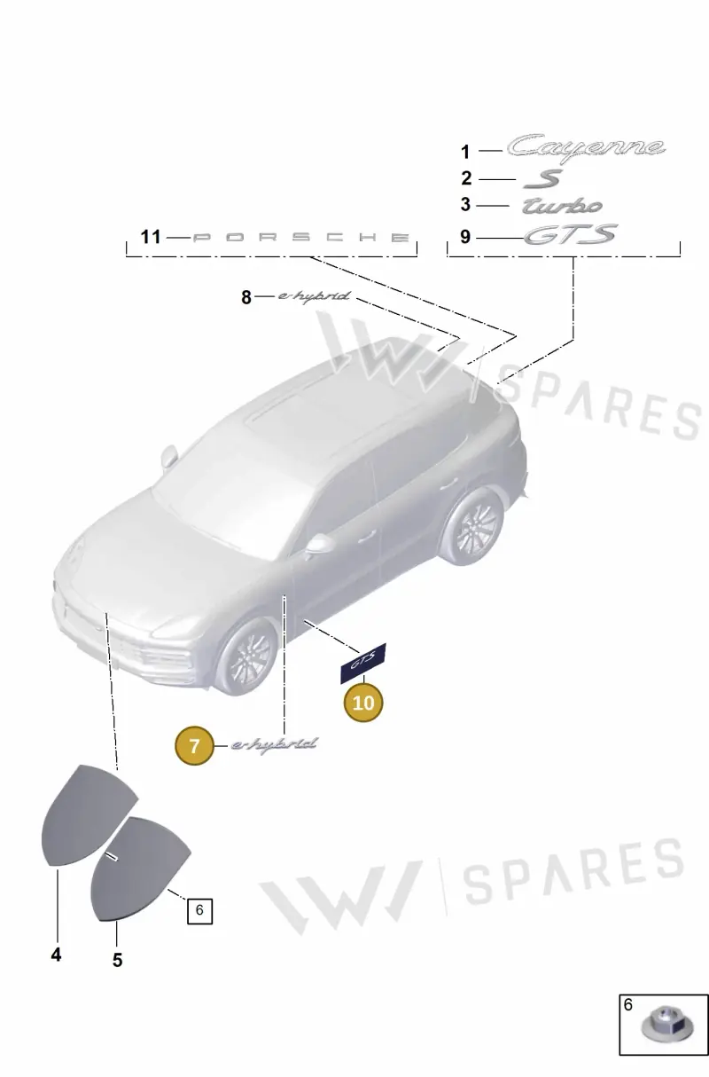 9Y0854500C — Porsche Cayenne (2017-2023) diagram p51810010, position 7+10