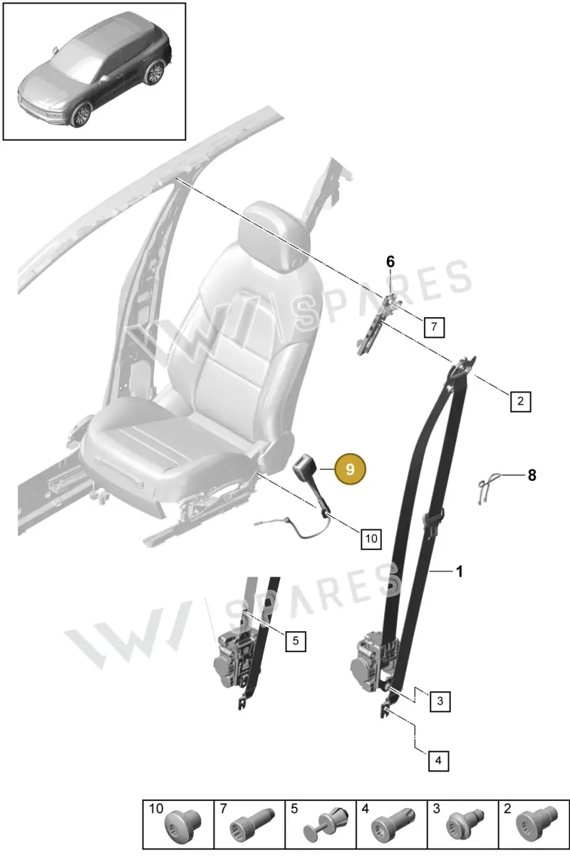 9Y0857755C — Porsche Cayenne (2017-2023) diagram p51812000, position 9