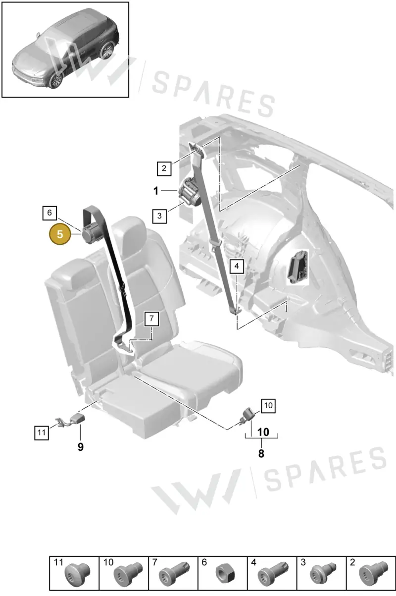 9Y0857807OS1 — Porsche Cayenne (2017-2023) diagram p51812005, position 5