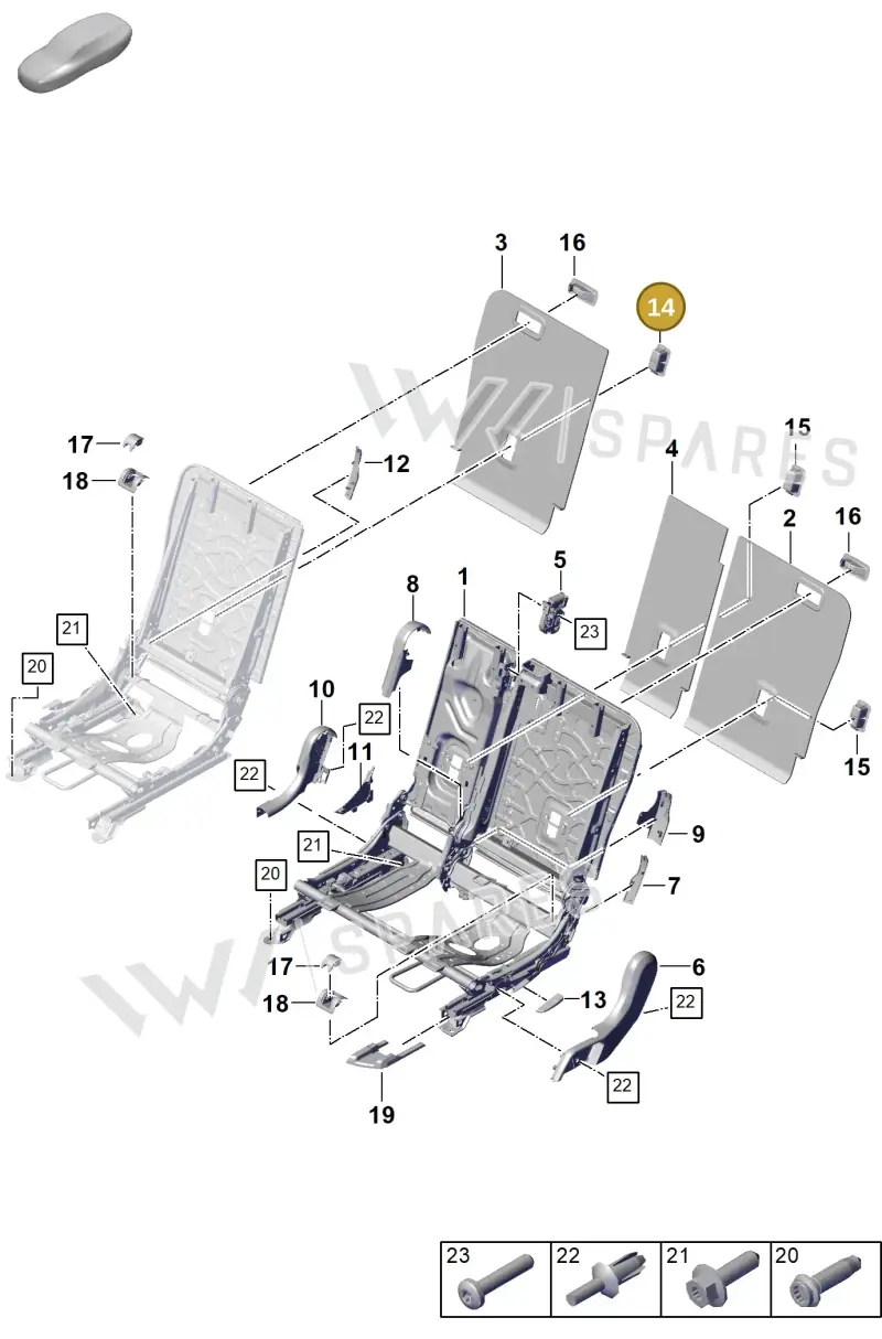9Y0886747A1E0 — Porsche Cayenne Coupe (2023-2023) diagram p60818000, position 14