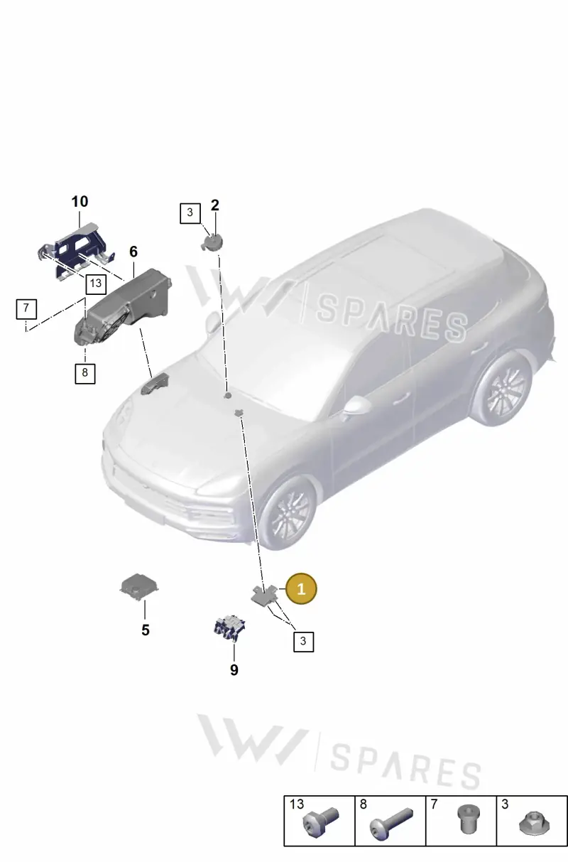 9Y0907159K — Porsche Cayenne (2017-2023) diagram p51911030, position 1
