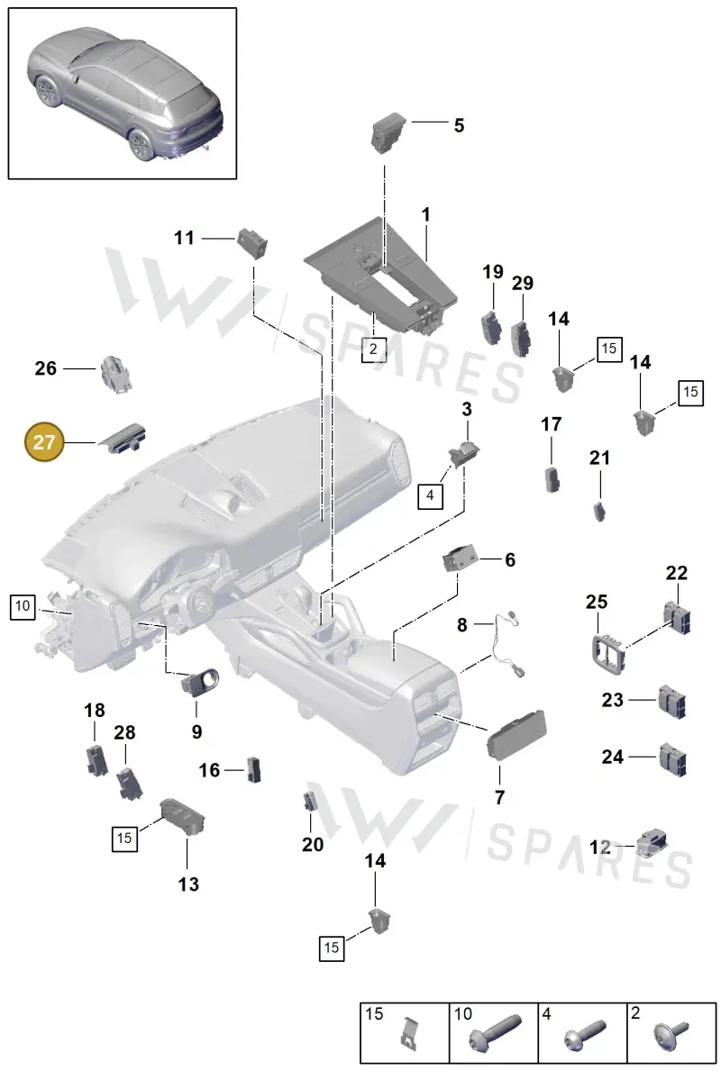 9Y0907539B — Porsche Cayenne (2017-2023) diagram p51903010, position 27