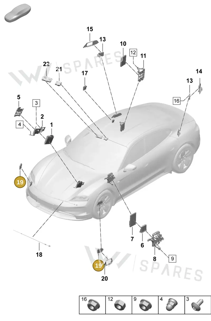 9Y0907567C — Porsche Taycan Sport Turismo (2023-2025) diagram p64901300, position 19