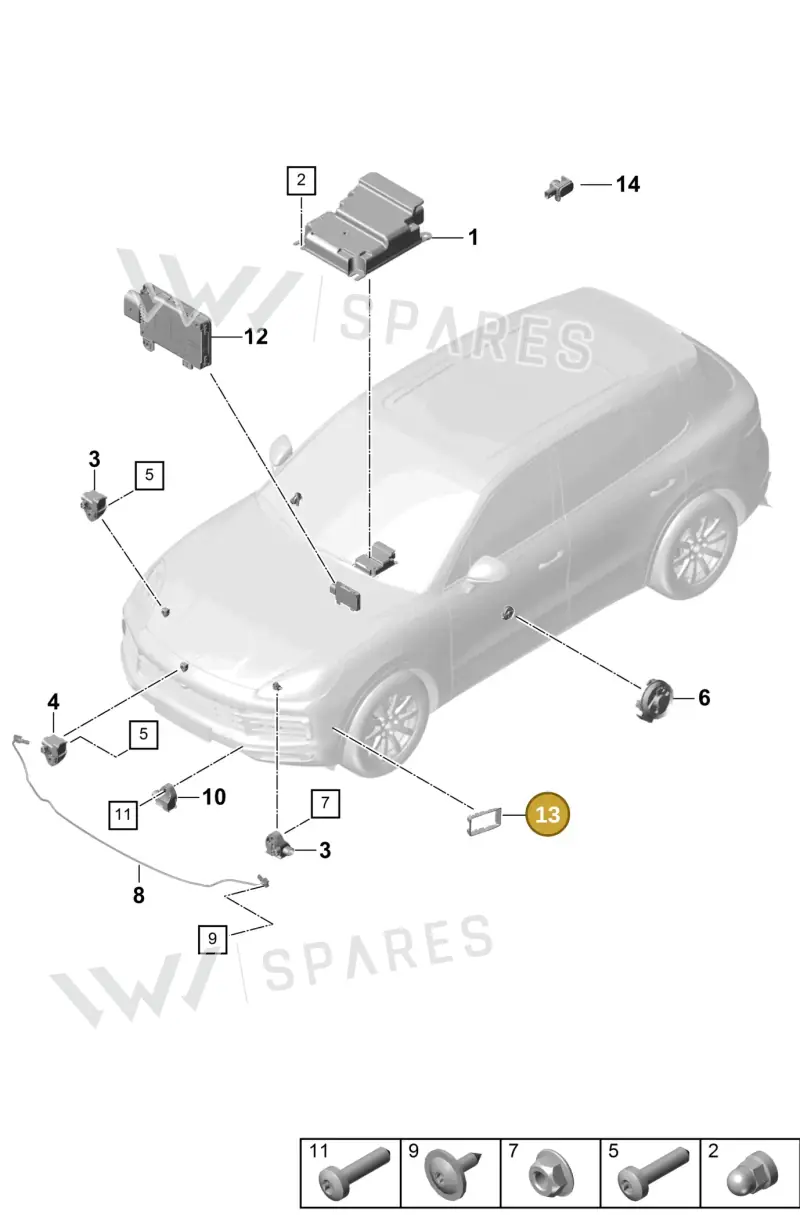 9Y0907667 — Porsche Cayenne (2017-2023) diagram p51901003, position 13