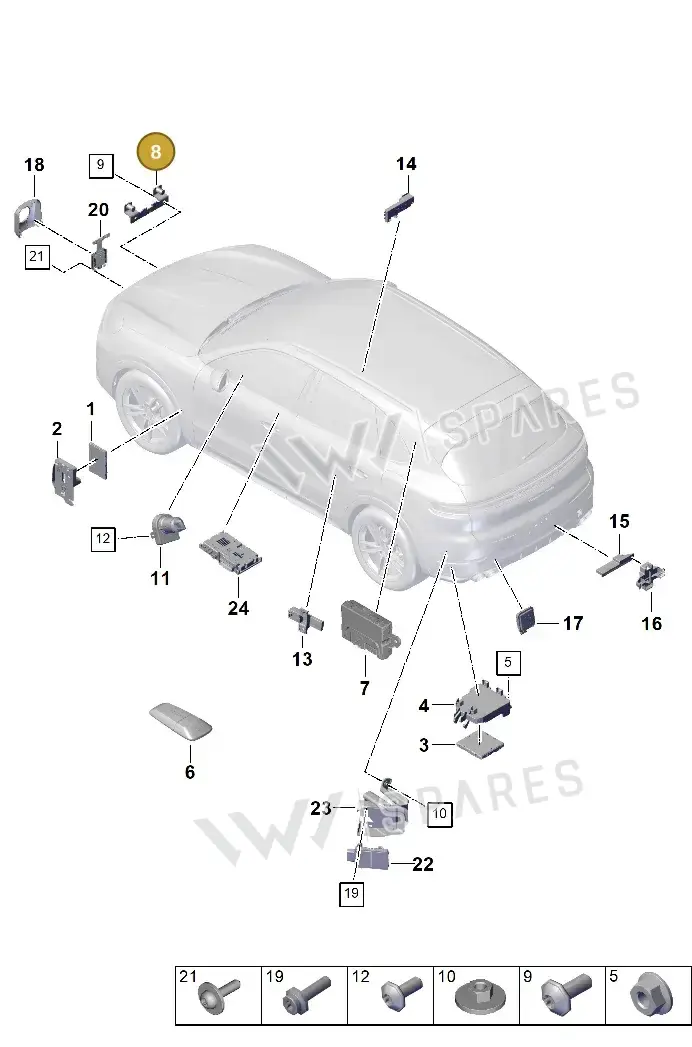 9Y0907699A — Porsche Cayenne Coupe (2023-2023) diagram p60901300, position 8